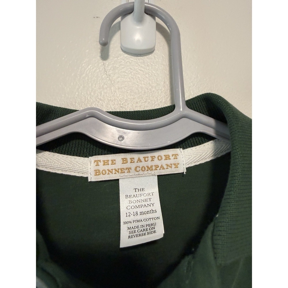 The Beaufort Bonnet Company Green Long Sleeve Polo Shirt Size 12-18 Months - Picture 2 of 3